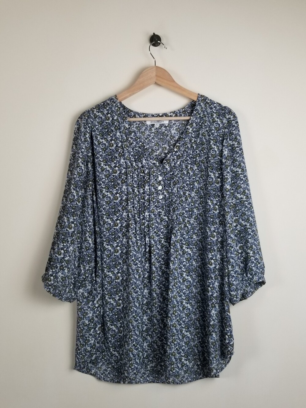 Rose & Olive Floral V-Neck Top Size 2X
